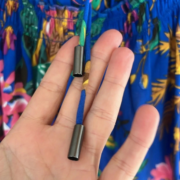 RACHEL ROY Top Womans Small Blue Floral Drawstring Halter Flowy Top - Picture 7 of 13